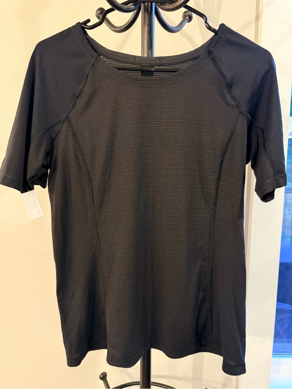 Lululemon Run Turn It Up Tee featuring a subtle horizontal striped texture
